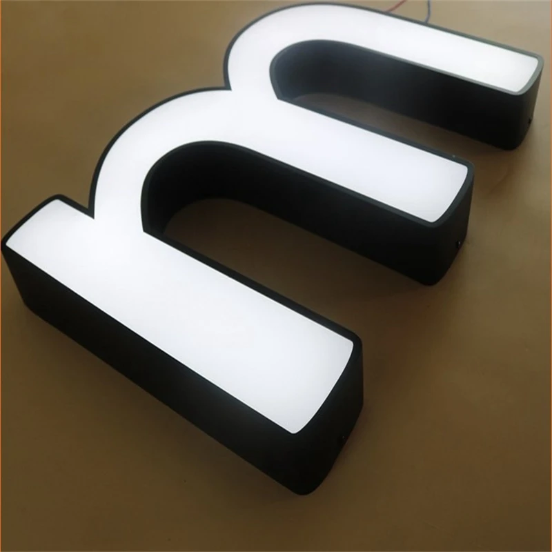 

Customized Outdoor 3D Acrylic Front Lit LED letters Business Store Signs, Exterior Use LED Illuminated Shop Logo Signboard