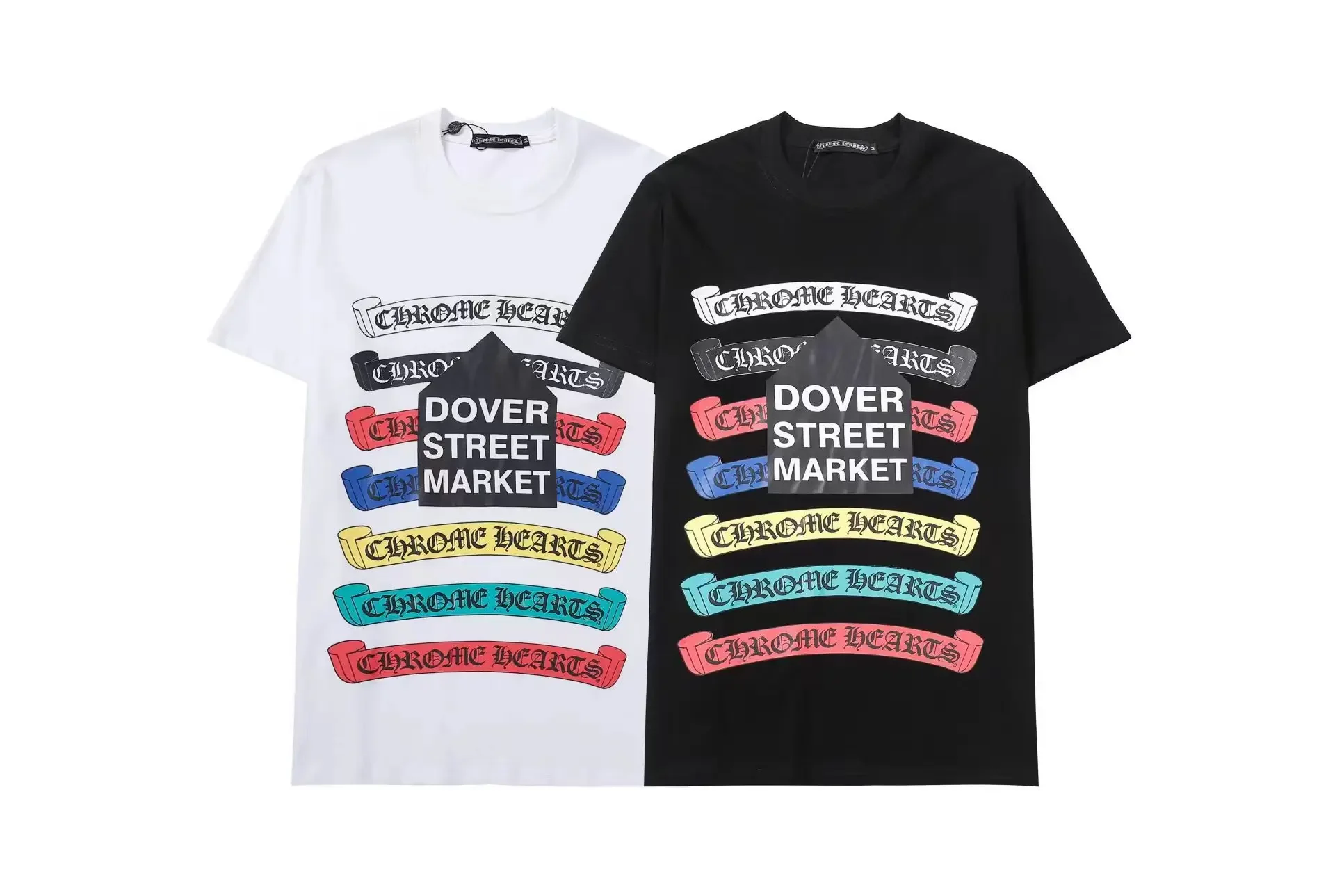 

High Quality Chrome Hearts 2024 New Crocodile Scroll Hearts CDG DSM Trio Joint Color Scroll Short Sleeve