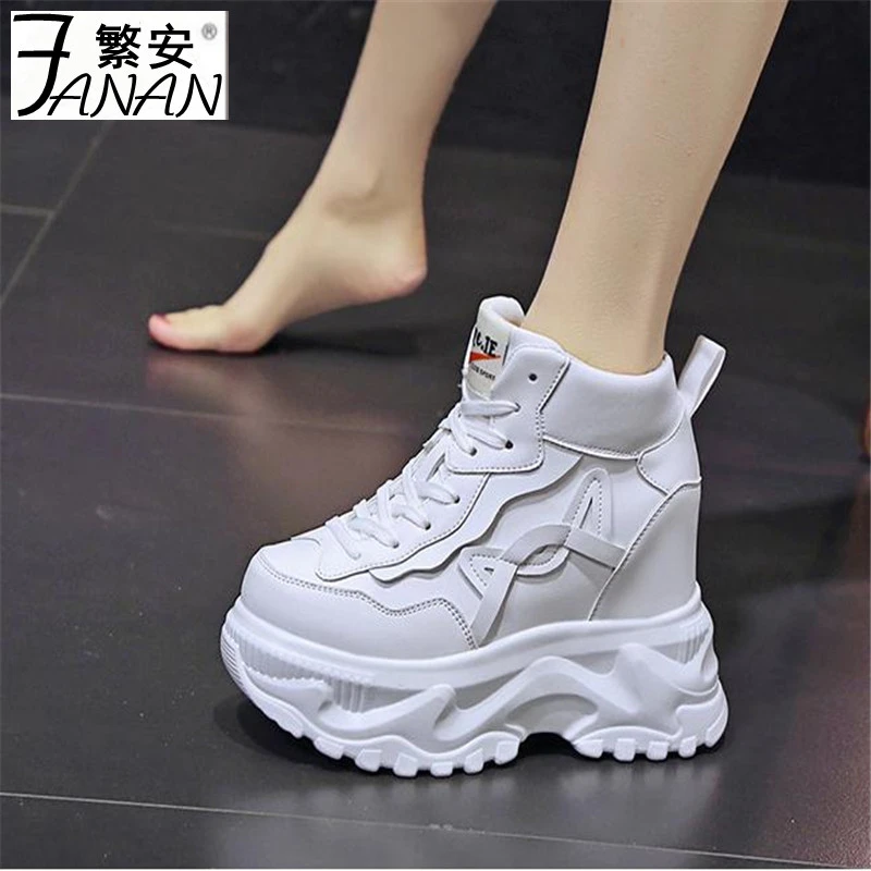 Zapatos altos a la para mujer, Zapatillas altas con plataforma, botines de baloncesto, zapatos de aumento de altura, color blanco, 2022|Zapatos vulcanizados de mujer| - AliExpress