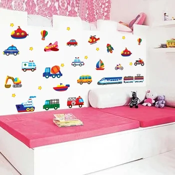 Cartoon Cars Trattore Camion Adesivi murali Adesivi per la camera dei bambini Decorazione Fai da te Car Art Regalo per bambini Adesivi per scrapbooking