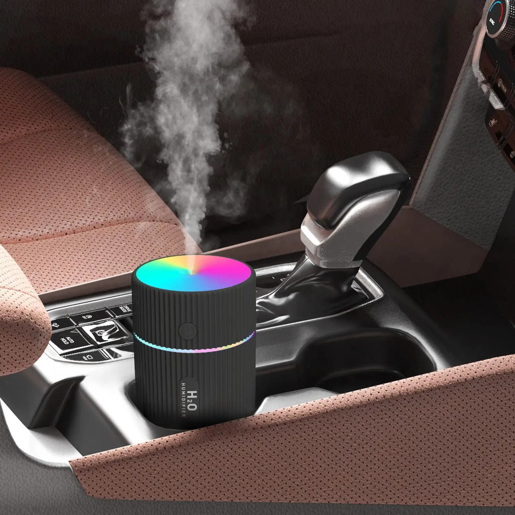 Car Humidifier Colorful Desktop Portable Mini  for Room Office Bedroom with Auto Off 2 Mist Modes, Super Quiet USB Black