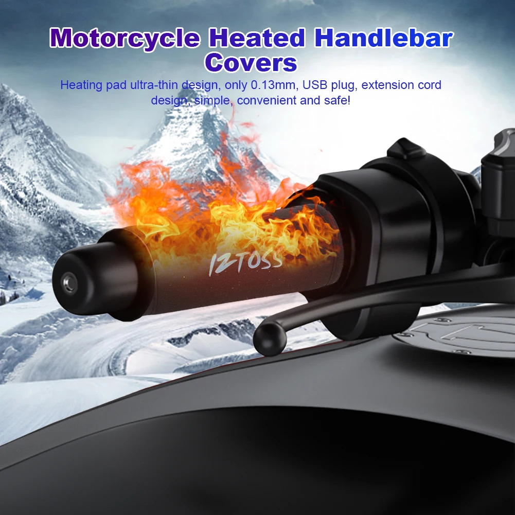 1 Pair Motorcycle Heated Grips USB Electric Bicycle Motorbike Handle Handlebar Warmer Removable Grips Handlebar Heater Cover