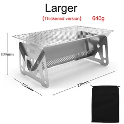 Compact Portable Folding Stainless Steel BBQ Grill and Stove Combo for Multifunctional Outdoor Cooking (Larger With Bag)