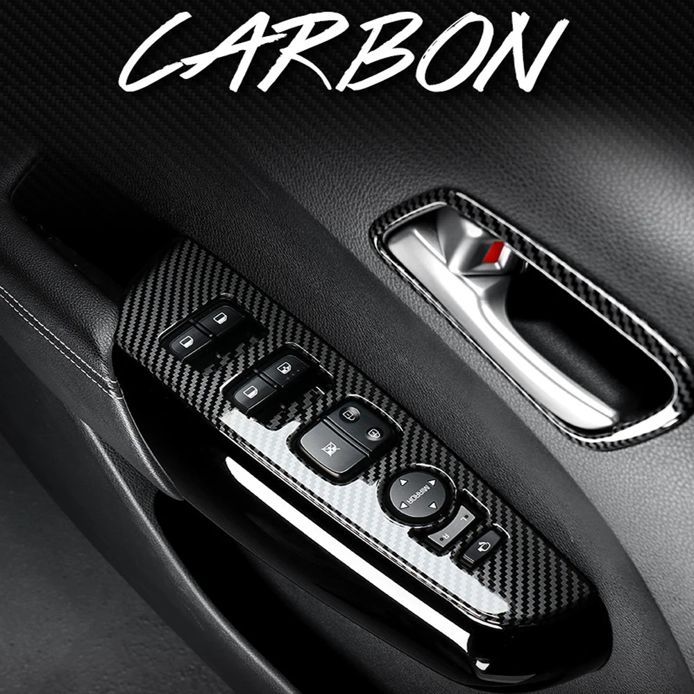 

Car Interior Carbon Fiber Style ABS Sticker Window Lift Panel Switch Button Cover For Kia Morning 2020 2021 2022 2023