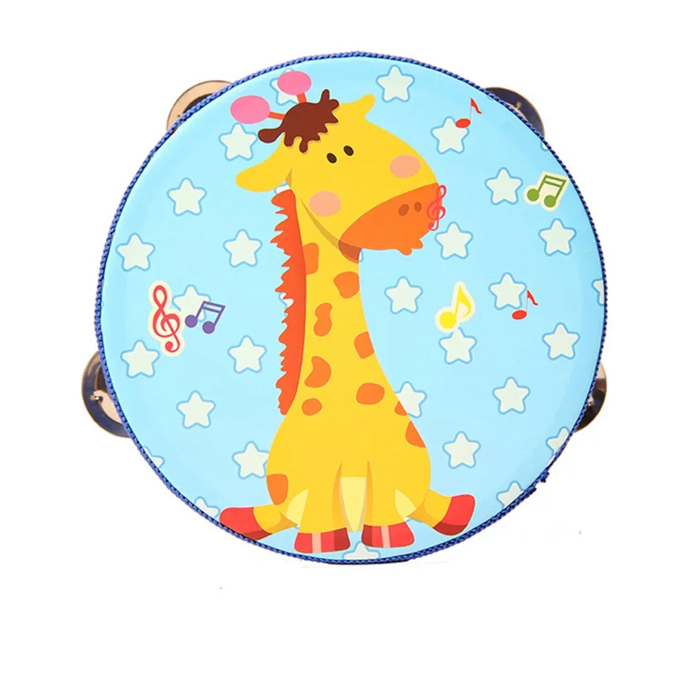 Tambourine Polyester Portable Wood 6 Inch Baby Gifts Cartoon