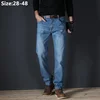 Plus Size Straight Jeans Men 48 46 44 Loose Black Light Blue Stretch Big Classic Slim Fit Brand Male Pants Elastic Denim Trouser 1