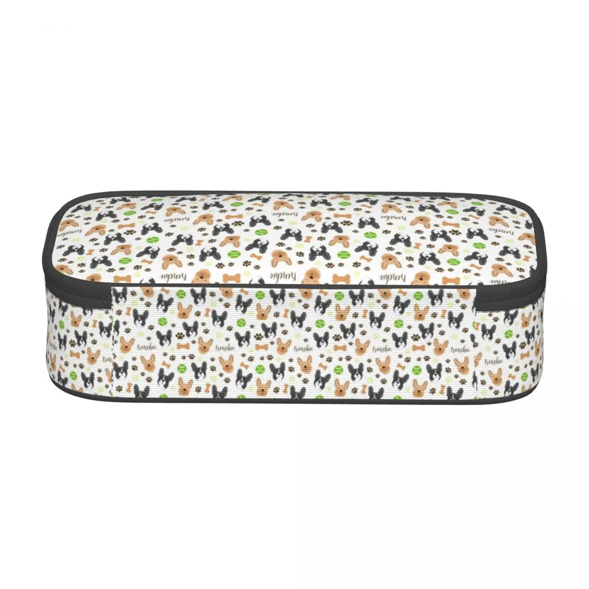 French Bulldog Paw And Bone Print Pencil Case for Girls Boys Frenchies Dog Large Storage Pen Bag Box School Accessories