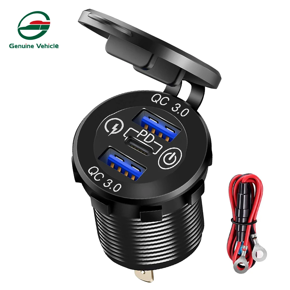 

Genuine Marine USB Outlet 4.2A & QC3.0 Fast Charger Waterproof Car Power Socket with Multi Ports for 12V/24V Car Boat Motor RV
