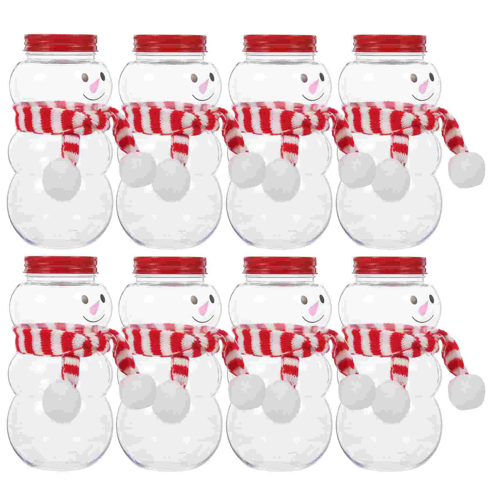 

10 Sets Christmas Bottle Plastic Drink Cups Bottles Caps Wrapping Water Empty Cover Snowman Juice The Pet Beverage Milk Tea