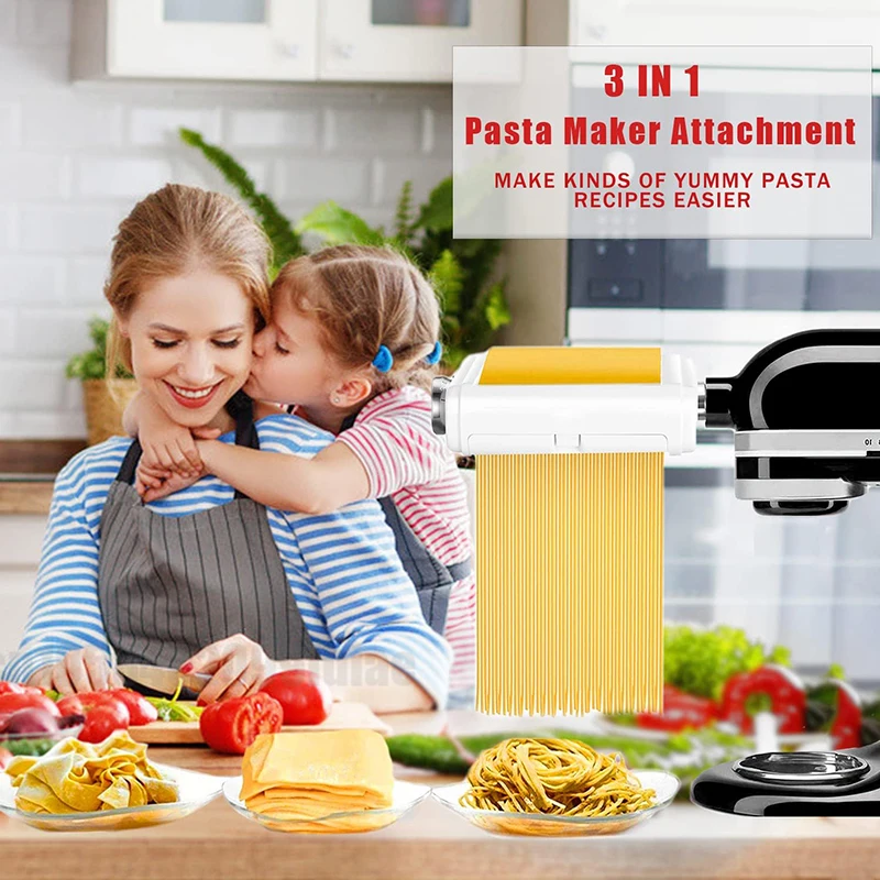 Pasta Roller Fettuccine Spaghetti Cutter Noodle Maker Mixers for KitchenAid Stand KA Kitchen Aid Cleaning Brush Attachments Set microwave pasta cooker