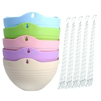 Plastic Thickened Resin Flower Pot Hanging Flower Plant Pot Chain Basket Planter Holder Accessories Garden Supplies Hanging Type 2