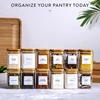 12 Units 200ml Square Glass Storage Jars Bamboo Cover Sealed Glass Bottle Kitchen Seasoning Storage Tank 1