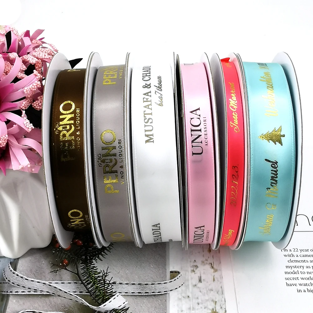 Custom Printed Ribbon Personal Logo Polyester Rubban Giftbox Baking Wrap Wedding Birthday Anniversary DIY Bracelet 10mm-75mm ribbon decoration ribbon supplies wrapping ribbon polyester ribbon