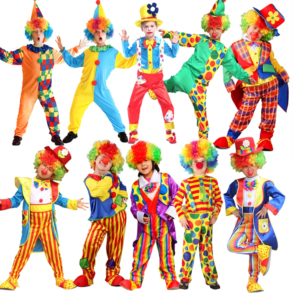 Kids Clown Costumes Haunted House for Lovely Baby Girls Boys Toddler Purim Carnival Party No Wig