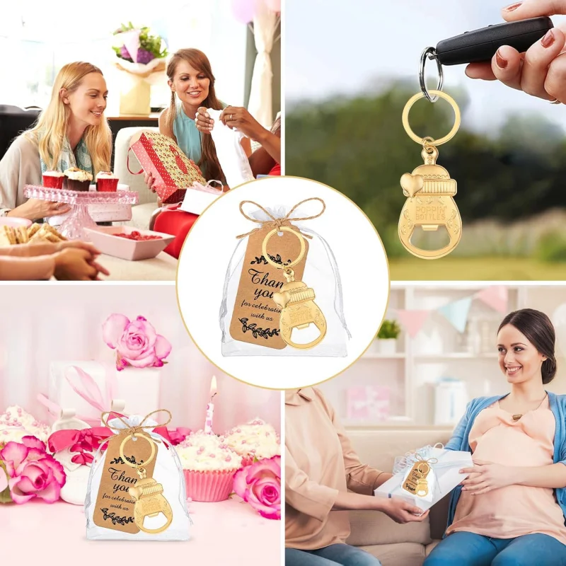6 Set Popping Bottle Openers Keychain Baby Shower Party Favors for Guests Baby Bottle Opener Souvenirs for Reveal Wedding Party