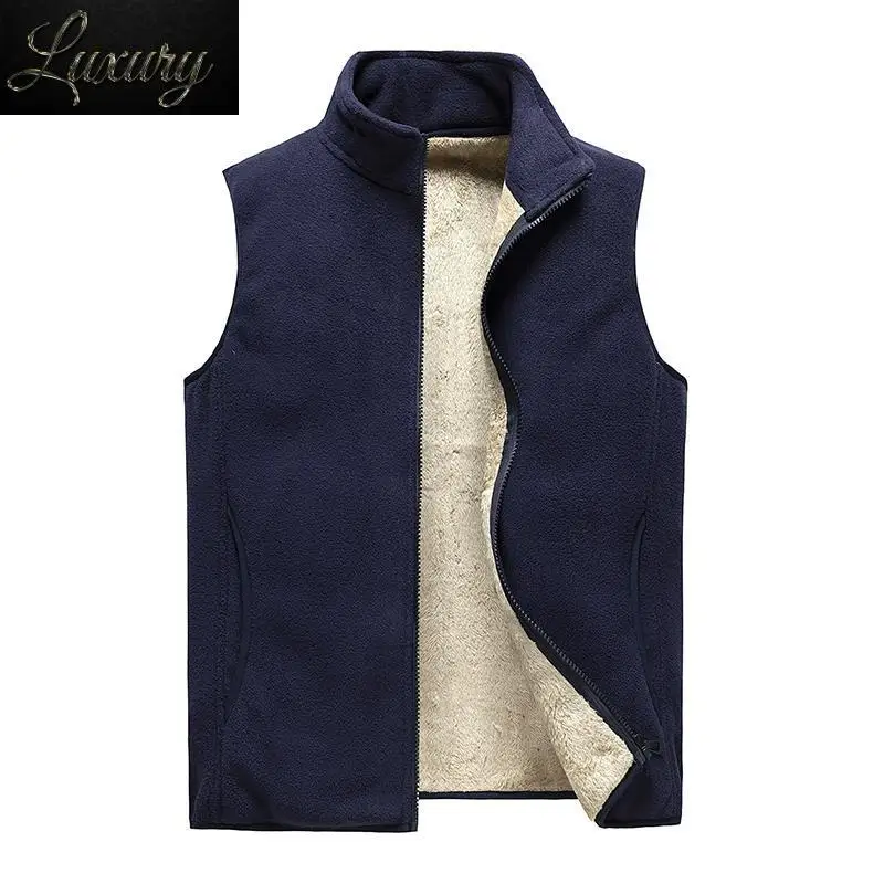

Мужской жилет без рукавов, зимняя модная жилетка, мужские флисовые жилеты с хлопковой подкладкой, пальто, теплые черные безрукавки, одежда 8XL