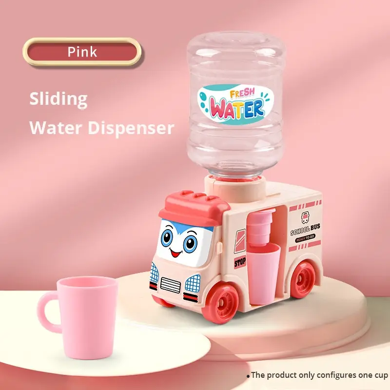 1PC Cute Pink Sliding Car Water Dispenser Kitchen Simulation Toy Kids Role Play Learning Gift for Pretend Play