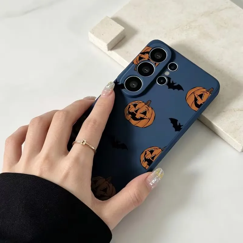 Halloween Pumpkin Bat Pattern TPU Phone Case Cover
