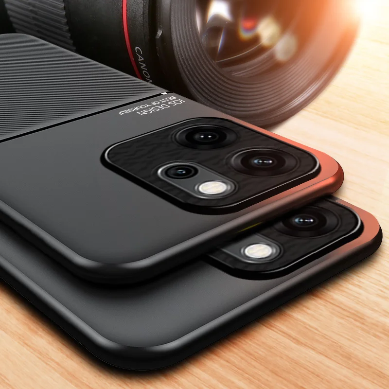 Magnetic Leather Phone Case with Soft Silicone Bumper Back Cover