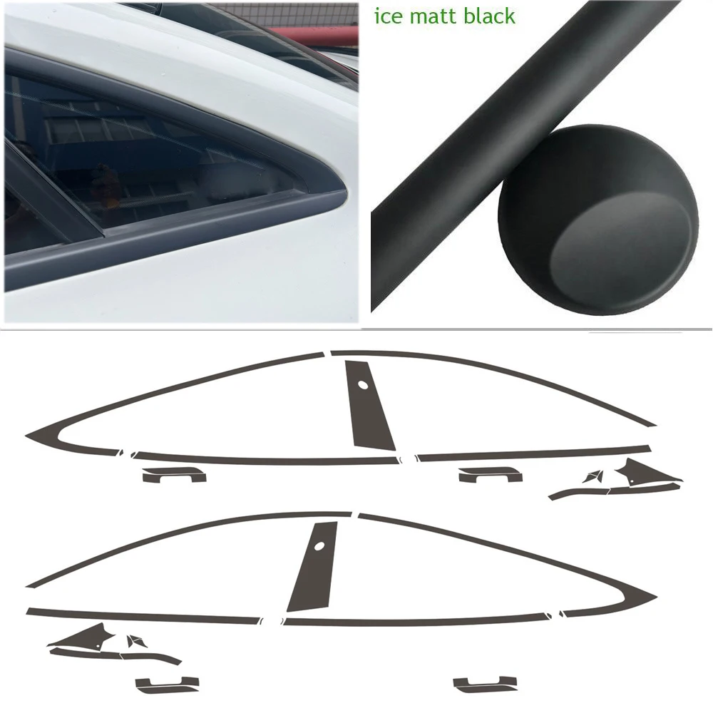 2014-2020年式 テスラ モデルS ウィンドウトリム用 クローム デリート ブラックアウト ビニール オーバーレイ (グロスブラック/マット)