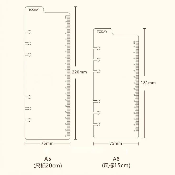 A5A6per Today Clear Bookmark Ruler with 6 Holes Pvc Soft Fashion Illustration Ruler Stationery Monthly Planner School Supplies