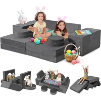 Modular Children's Play Sofa, Boys and Girls Convertible Foam Sofa, Multi-Purpose Foam Castle Building Set (Space Gray) 1