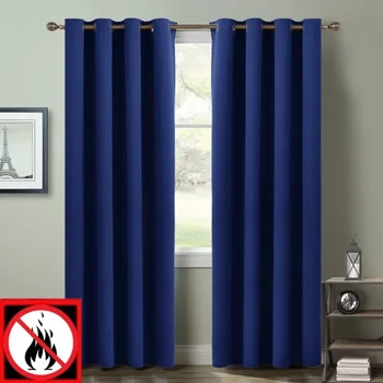 그로밋 고유 난연성 창문 커튼, 열 암막 난연 패널, 거실용 구멍 포함, 1 패널