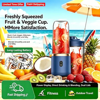 Portable USB Rechargeable Blender,400ml Mini Juicer Cup with 6 Blades & Cup,Handheld Smoothie Maker for Gym Kitchen Travel 1