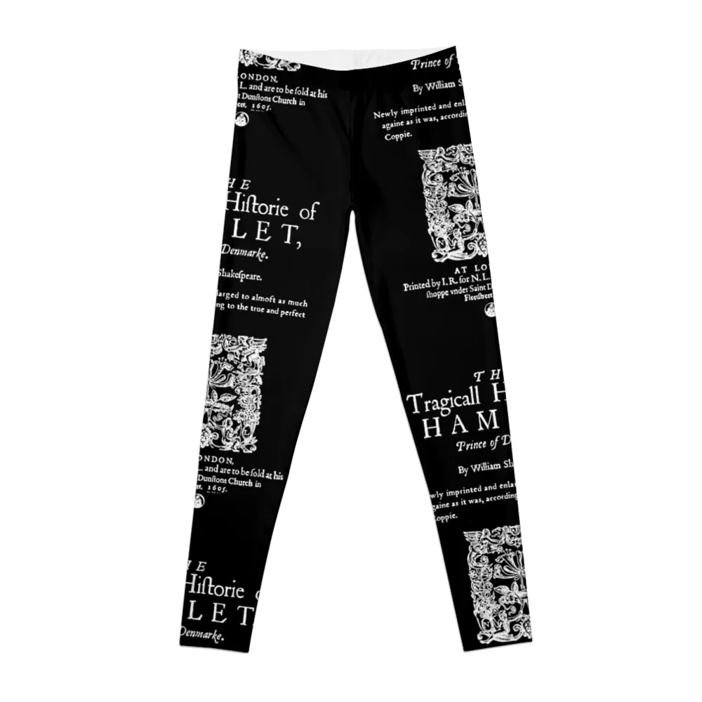 

Shakespeare's Hamlet Front Piece - Simple White Version Leggings active wear workout shorts Womens Leggings