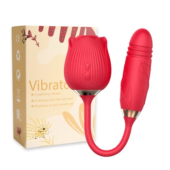 Rose Sucking Telescopic Vibrator Clitoris Vaginal Nipple Vibrating Sucker G-Spot Stimulating Masturbation Sexy Toy for Women 2