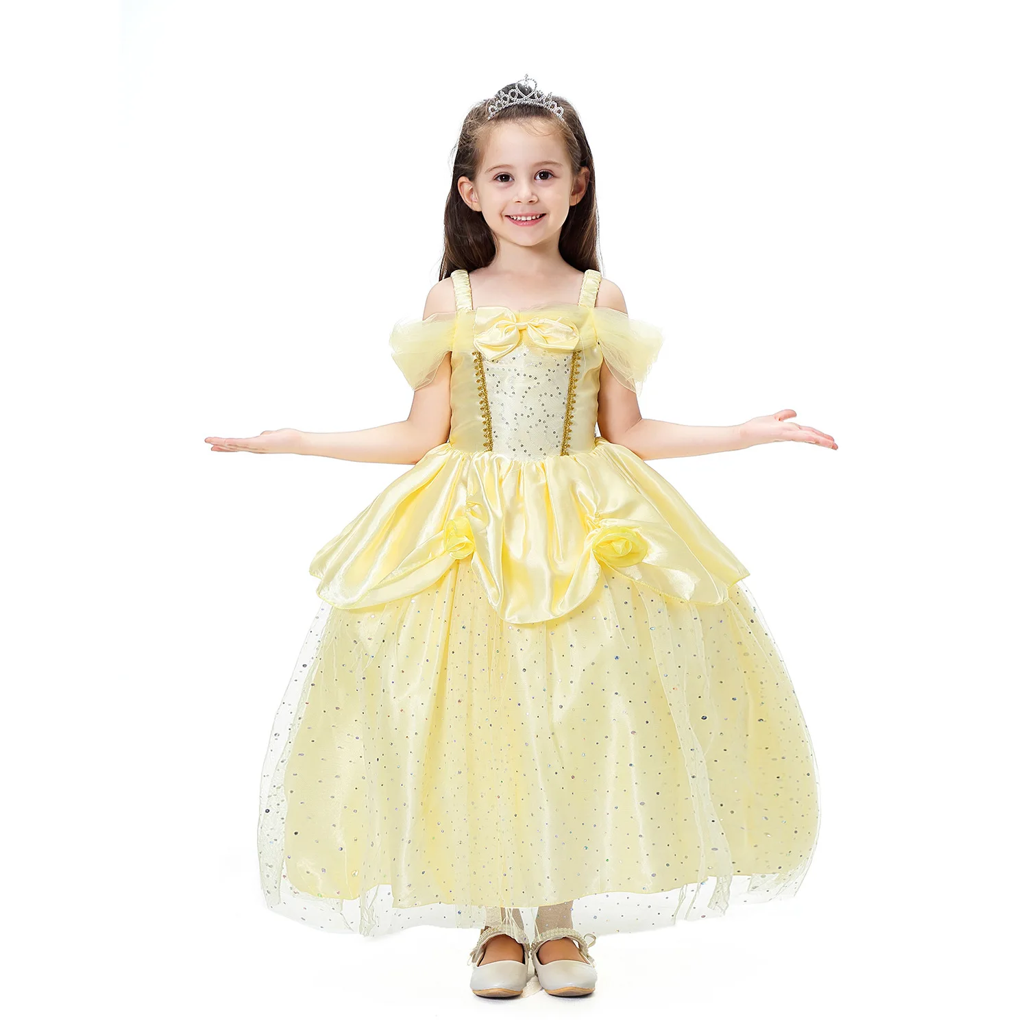 High Quality ! Costumes for Girls Cosplay Belle Princess Dress Girls Dresses for Beauty and the Beast Kids Party Clothing