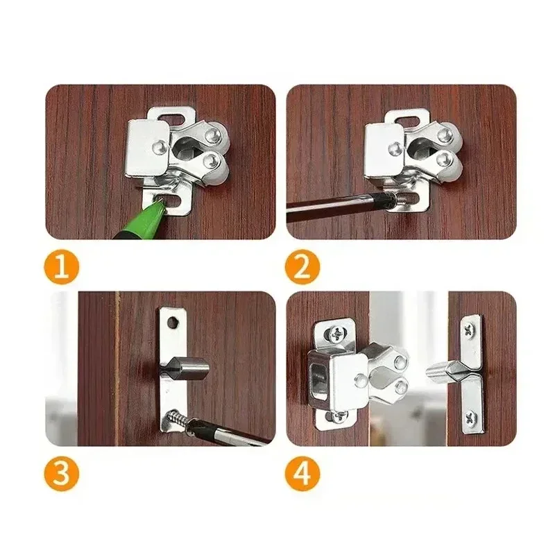 Press The Home Wardrobe Door Buckle Touch The Bead Magnetic Dual Wheel Spring Fixed Lock Buckle Low Foot Cabinet Door door latch