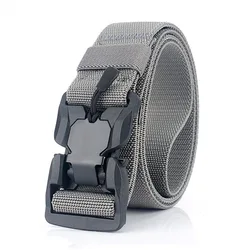 Men's Tactical Quick - Release Magnetic Buckle Belt - Outdoor Multi - Function Canvas Nylon Strap - About125cm (GRAY)