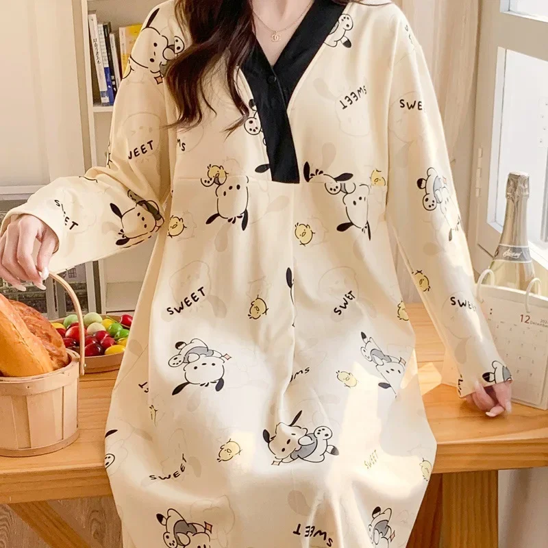 Maternity Gown with Chest Pad Cotton Summer Dress for Nursing Women Postpartum Dress Feeding Nightgown Pregnant Sleepwear