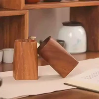 Vintage  Wood Pen Holder Minimalist Large-capacity Storage Pencil Box Portable Makeup Brush Holder Table Organizer Pot 2