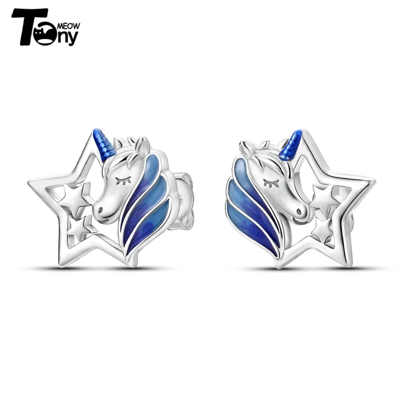 925 Sterling Silver Hoop Earrings For Women Star Moon Paint Feather Musical Note Colorful Zircon Fashion Earrings Women Gift