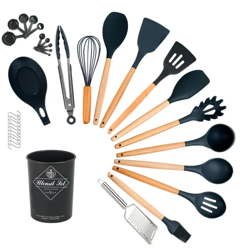 34-piece set of silicone shovel high-temperature-resistant household stir-frying shovel pot shovel kitchenware set soup spoon 1