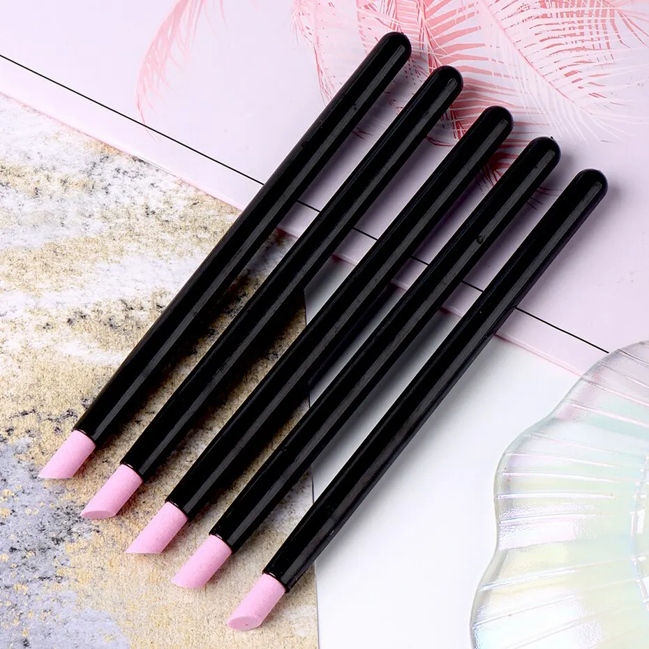 5Pcs Quartz Pen Nail Cuticle Remover Pusher Professional Care Nail Polish Manicure Stick Files Accessories Tool