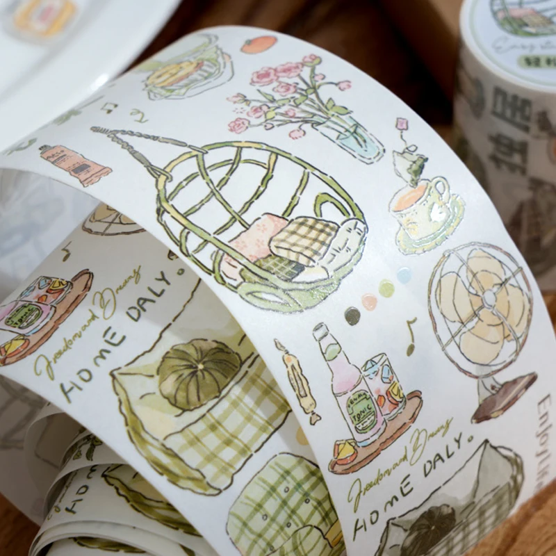 Decorative Tape 4Style 1Roll/pack Special Oil Tape Slow Life Diary Series Handbook Decoration Vintage European DIY Bottoming Collage