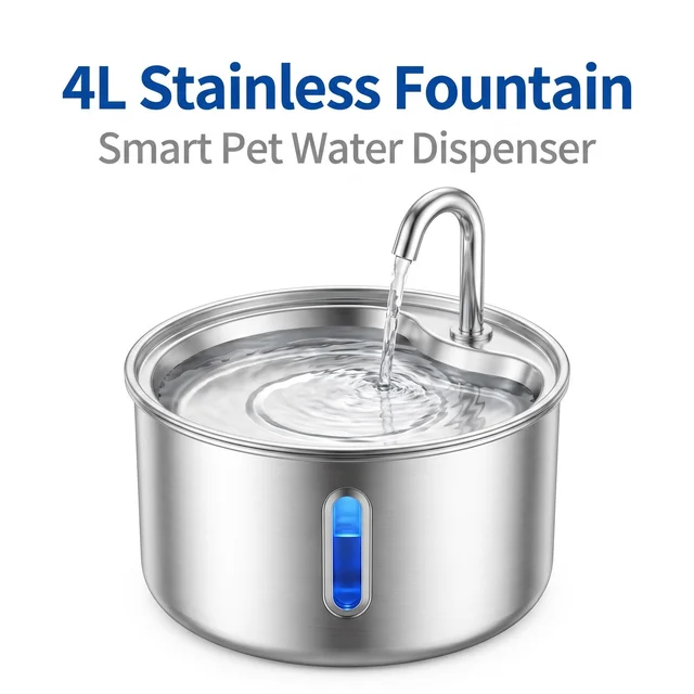4L Smart Pet Water Fountain, circular faucet design, automatic circulation, large-capacity feeder for cats and dogs 1