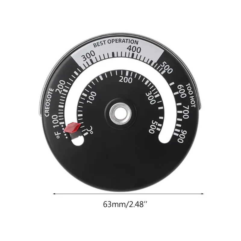 

Durable Magnetic Fireplace Fan Thermometer Aluminum Alloy with Belt Rings For Temperature Measurement of Oven Stove