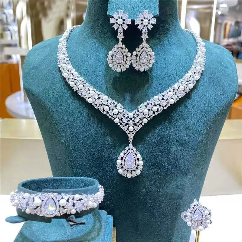 

GODKI Long Necklace Sets for Women Water Drop Cubic Zirconia Jewellery Set Dubai Saudi Party Engagement Accessory Drop Shipping