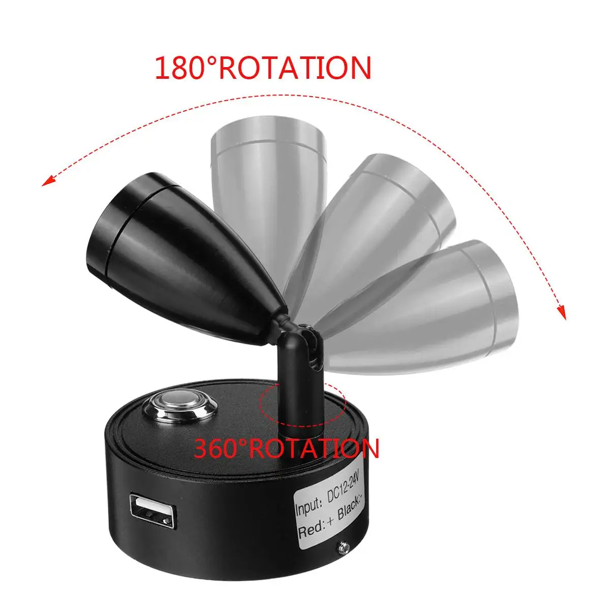 ķī  ĳ Ʈ LED ƮƮ, 12-24V RV ׸ ,   , 360  ȸ  , USB Ʈ 
