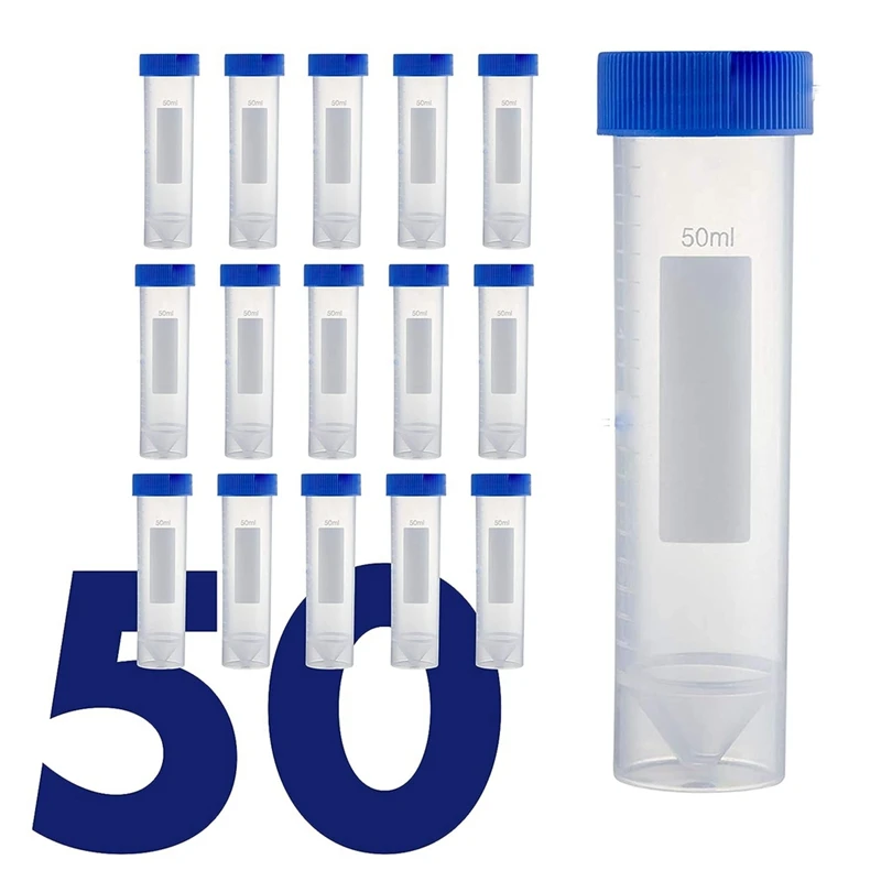 

Centrifuge Tubes, [50 Pack] Plastic Test Tube With Screw Caps, 15ML Sterile Test Tubes With Lids
