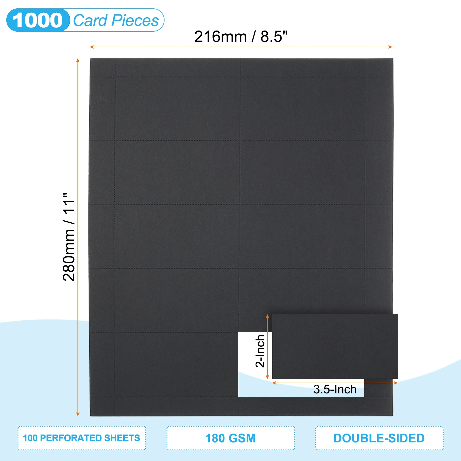 3.5"x2" Printable Business Cards, 1000 Cards Perforated Card Stock Paper for Laser and Inkjet Printer 180gsm, 100Pcs 10 Sheets