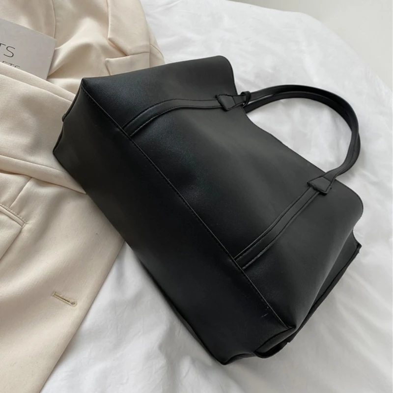 Large Capacity Women's Bag, New Soft Leather Tote Bag, Casual and Versatile Single Shoulder Bags for Woman Korean Style Handbags