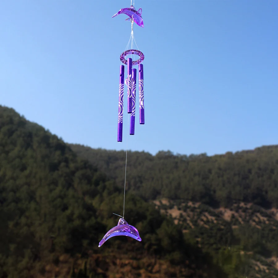 Cute Acrylic Little Dolphin Wind Chimes Courtyard Porch Hanging Decoration Birthday Housewarming Gift
