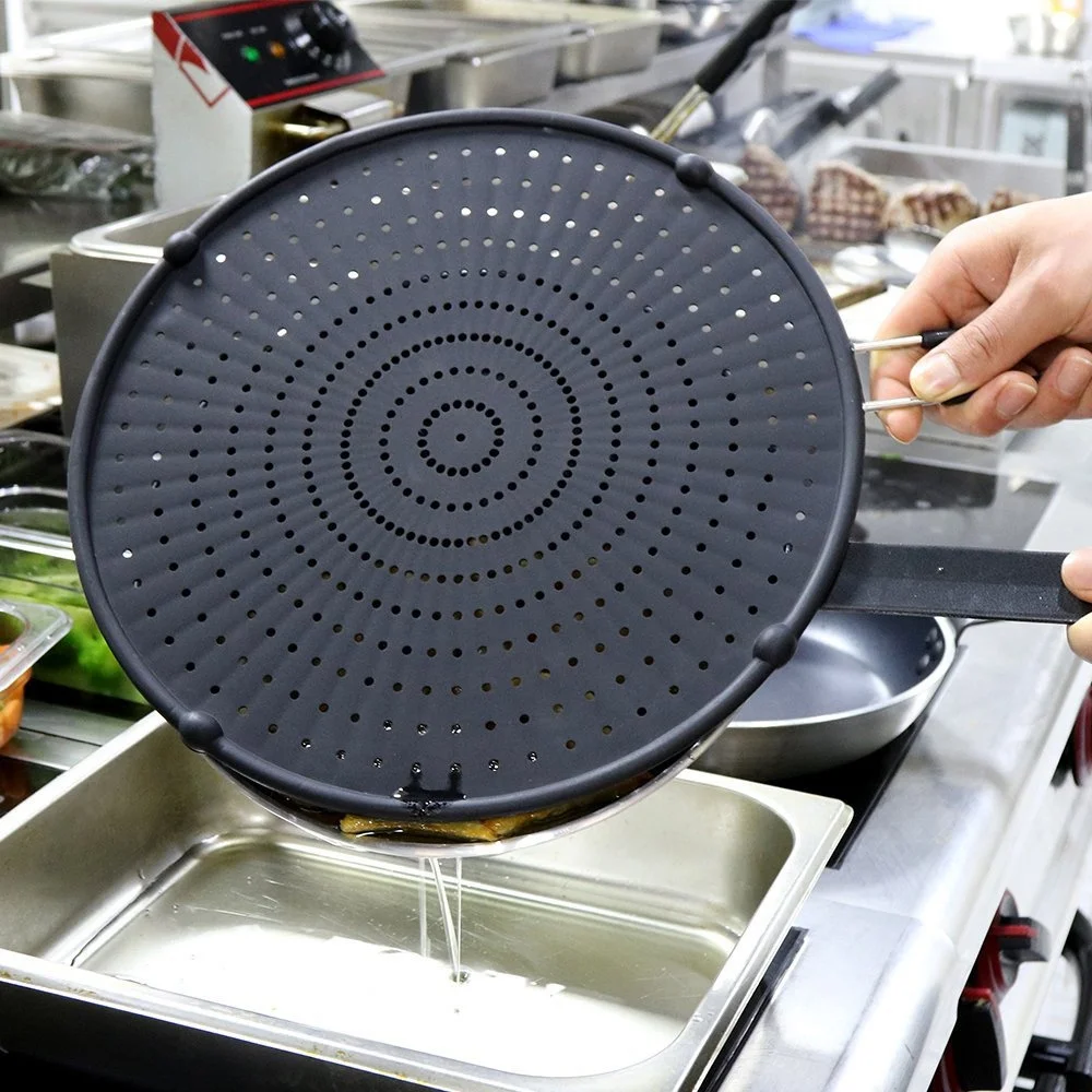 Silicone Splatter Screen Guard Oil Grease Pan Lid Oil-Proof Splash Cover Frying Protection Mat