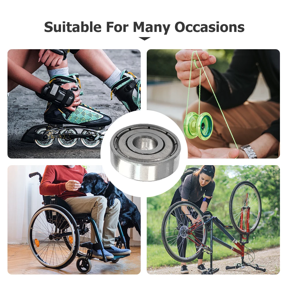 10pcs Ball Bearings 6x19x6mm 626zz Inline Roller Skate Bearing Carbon Steel Miniature Ball Bearings Replacement for Door Window