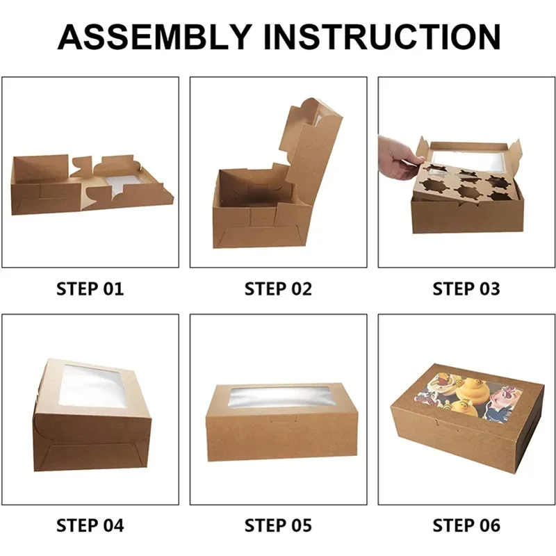10Pcs/set Portable Transparent Window Cupcake Box Cake Biscuit Cookie Package Boxes Pastry Packaging Dessert Container Gift Box dessert packaging boxes